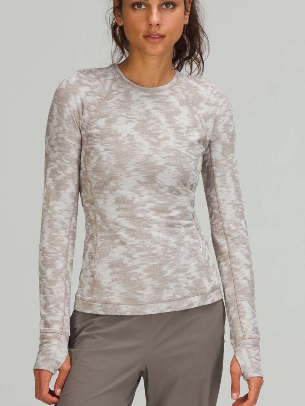 Lululemon Its Rulu Run Long Sleeve Data Rush Mini Jacquard White Opal Rover